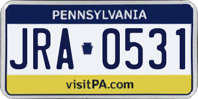 PA license plate JRA0531