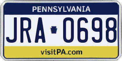 PA license plate JRA0698