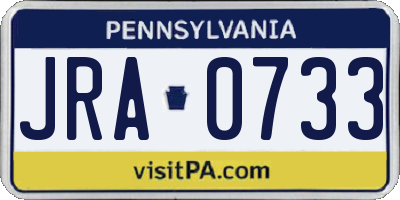 PA license plate JRA0733