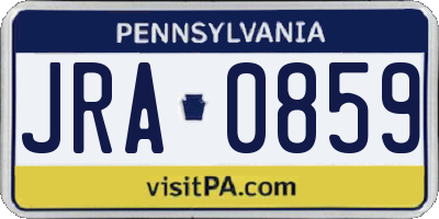 PA license plate JRA0859