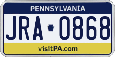 PA license plate JRA0868