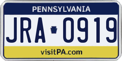 PA license plate JRA0919