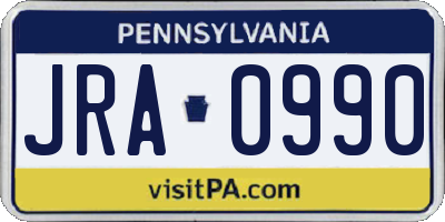 PA license plate JRA0990