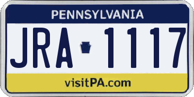 PA license plate JRA1117