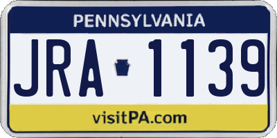 PA license plate JRA1139