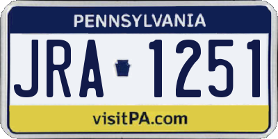 PA license plate JRA1251