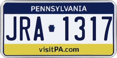 PA license plate JRA1317