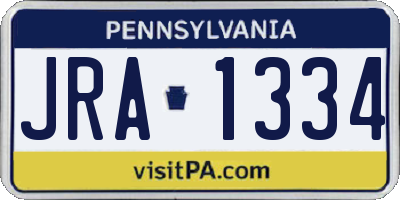 PA license plate JRA1334