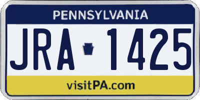 PA license plate JRA1425