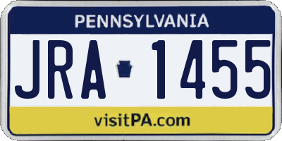 PA license plate JRA1455