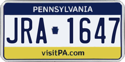 PA license plate JRA1647