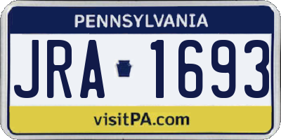 PA license plate JRA1693
