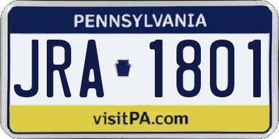 PA license plate JRA1801