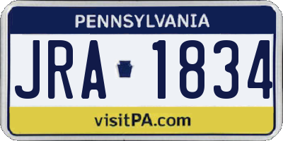 PA license plate JRA1834