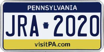 PA license plate JRA2020