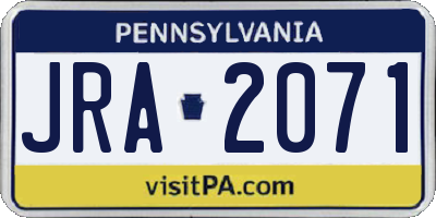 PA license plate JRA2071