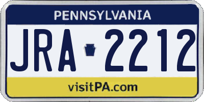 PA license plate JRA2212