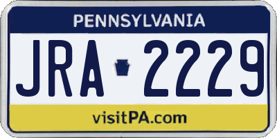 PA license plate JRA2229