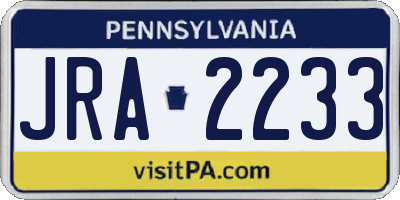 PA license plate JRA2233