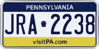 PA license plate JRA2238