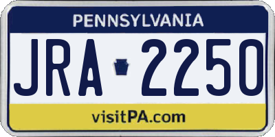 PA license plate JRA2250