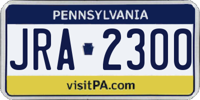 PA license plate JRA2300