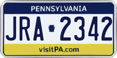 PA license plate JRA2342