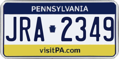 PA license plate JRA2349