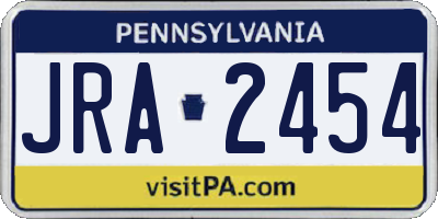 PA license plate JRA2454