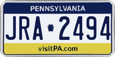 PA license plate JRA2494