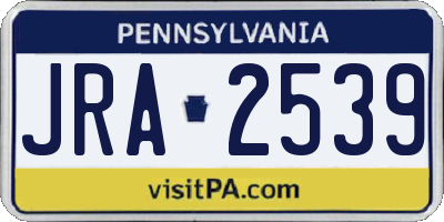 PA license plate JRA2539
