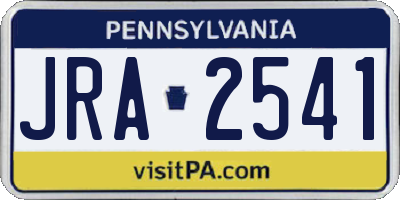 PA license plate JRA2541