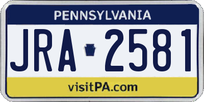 PA license plate JRA2581