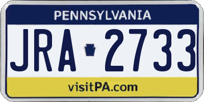 PA license plate JRA2733