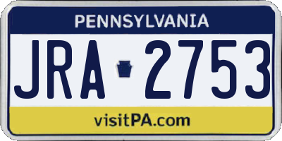 PA license plate JRA2753