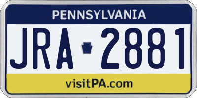 PA license plate JRA2881