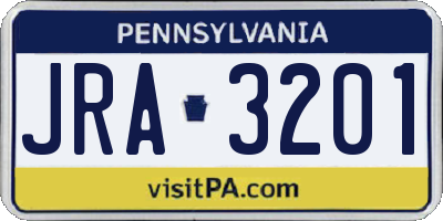 PA license plate JRA3201