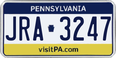 PA license plate JRA3247