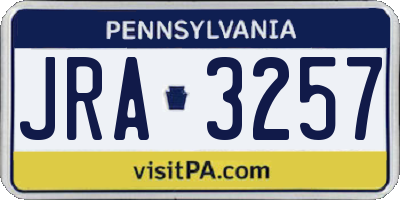 PA license plate JRA3257