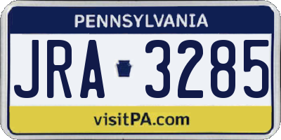 PA license plate JRA3285