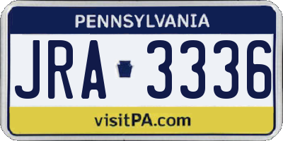 PA license plate JRA3336