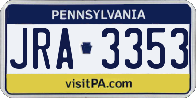 PA license plate JRA3353