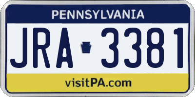 PA license plate JRA3381