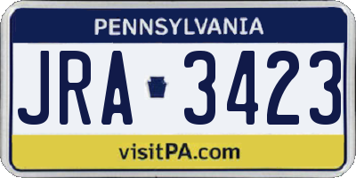 PA license plate JRA3423
