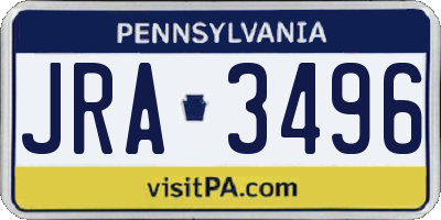 PA license plate JRA3496