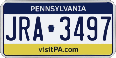 PA license plate JRA3497