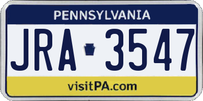 PA license plate JRA3547