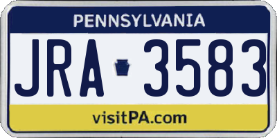 PA license plate JRA3583