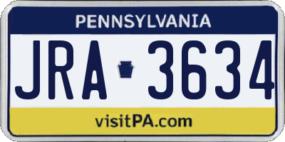 PA license plate JRA3634