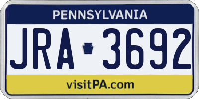 PA license plate JRA3692
